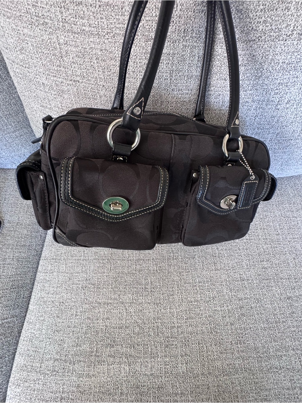 Vintage Coach Bag Satchel signature monogram legacy 6232 EUC black